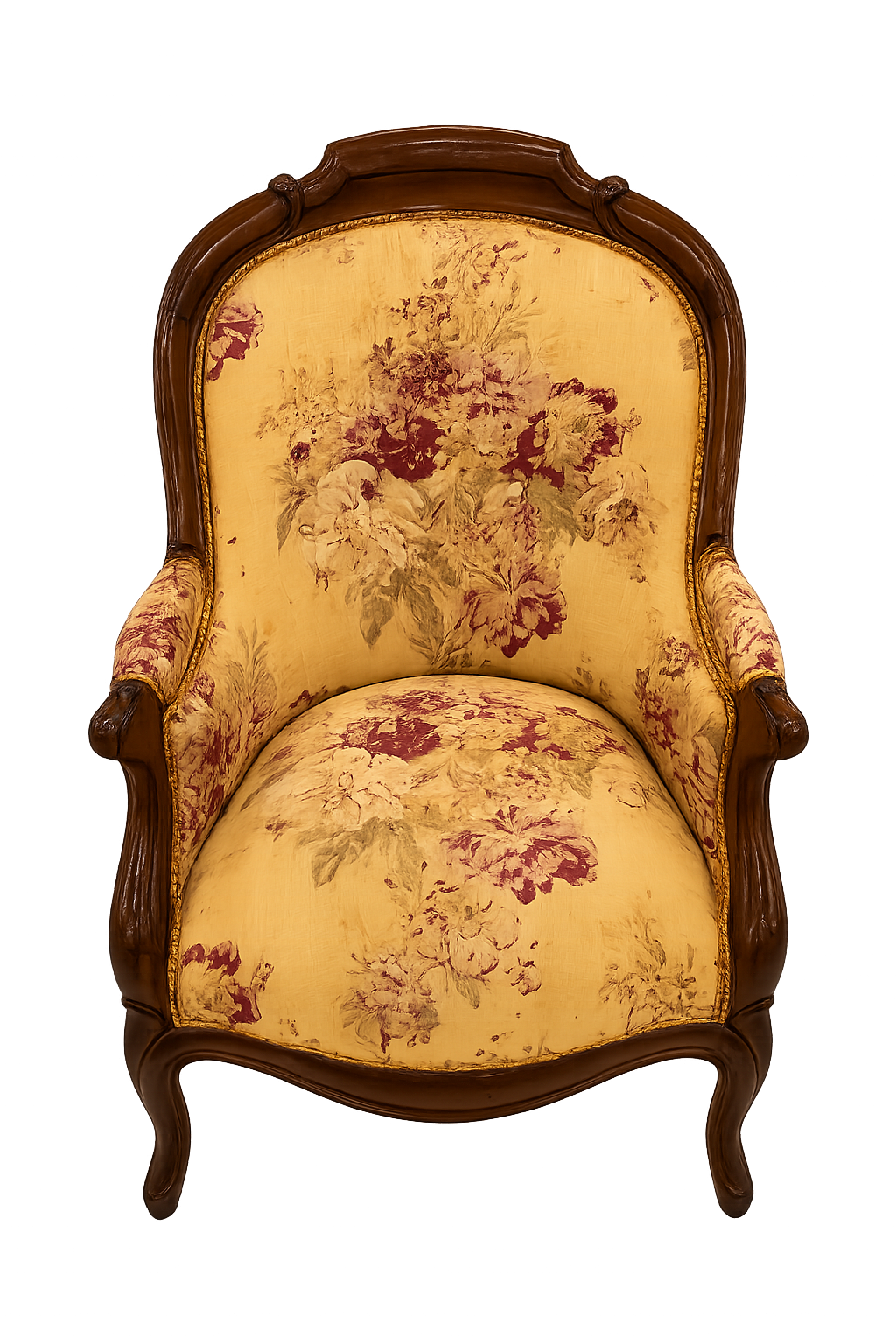 Poltrona Luigi XV con tappezzeria floreale